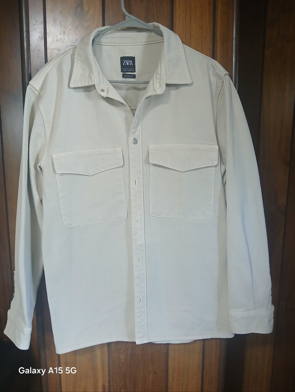 Zara Cream Button-Up Overshirt with Front Flap Pockets